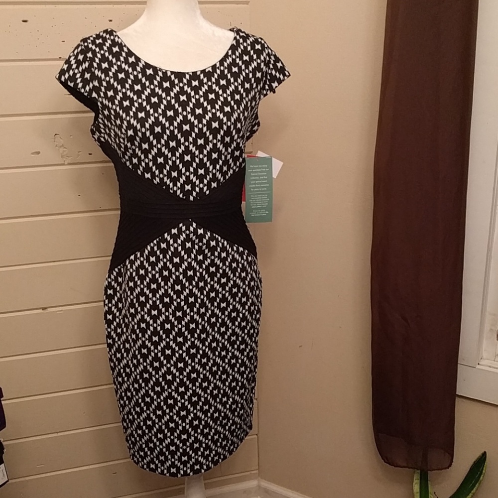 NWT Structured black and white geometric dress